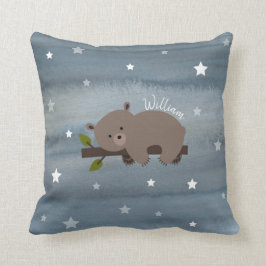 Sleepy Bear Watercolor Stars Kissen