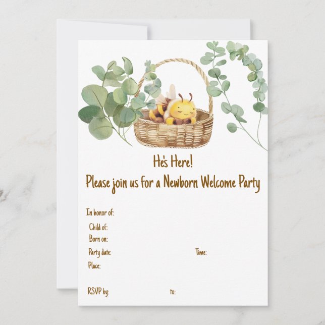 Sleepy Bee Einladung (Vorderseite)