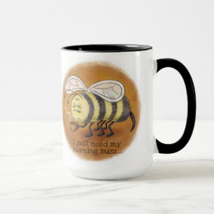 Sleepy Bee Morning Buzz mit schwarzem Griff Tasse