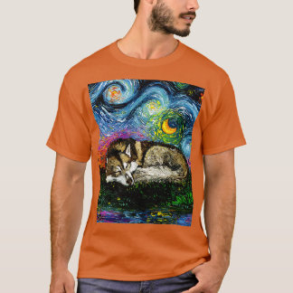 Sleepy Brown Husky Night T-Shirt