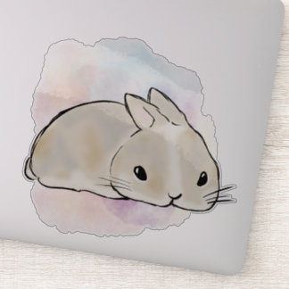 Sleepy bunny watercolor  aufkleber