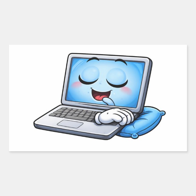Sleepy Cartoon Laptop Character Sticker (Vorderseite)