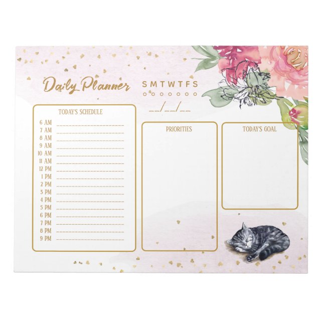 Sleepy Cat Gorgeous Daily Planer Notepad Notizblock (Vorderseite)