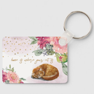 Sleepy Cat Niedlich Orange Kitten Girl Pet Lover Schlüsselanhänger