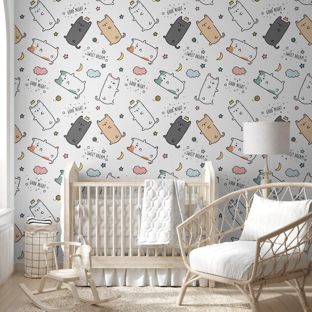 Sleepy Cat pattern for Your Kid Room Tapete (Kinder)