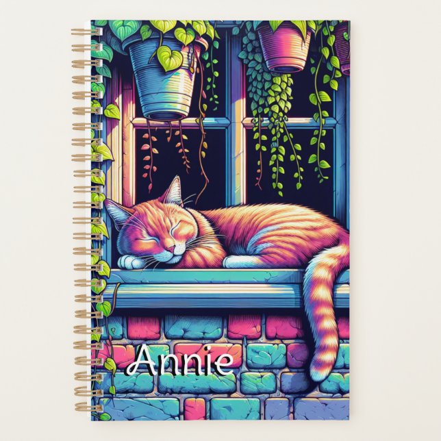 Sleepy Cat Personalisierte Planer (Vorderseite)