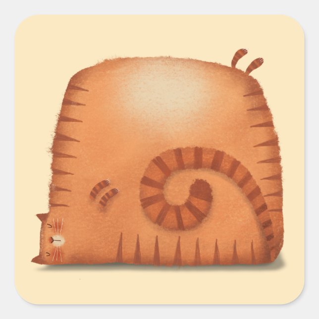 Sleepy Cat Quadratischer Aufkleber (Vorderseite)