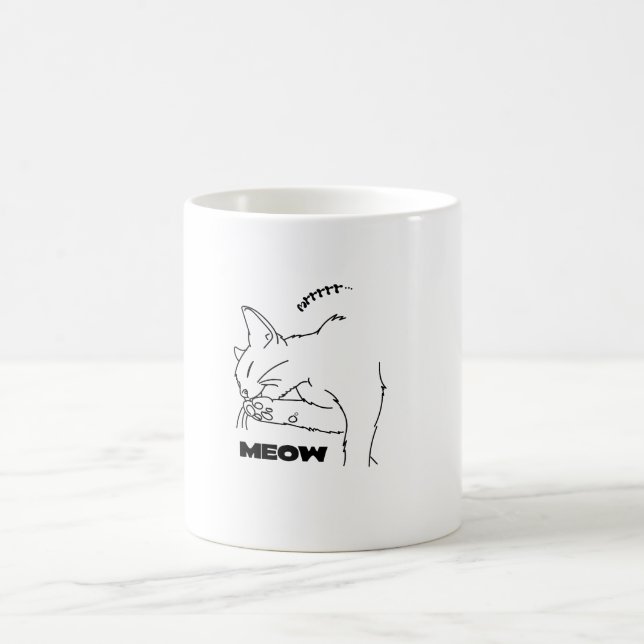 Sleepy Cat Simple Modern HandGezeichnet Design Tas Kaffeetasse (Mittel)