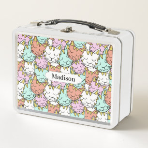Sleepy Cats Muster individuelle Name Lunch Boxen