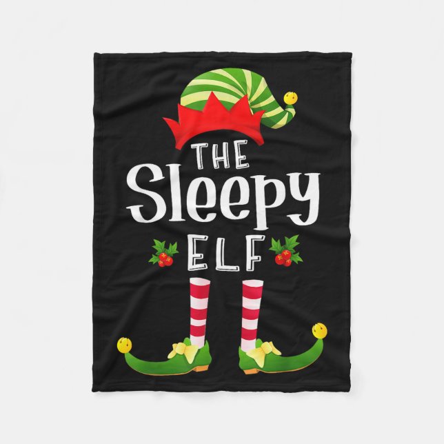 Sleepy Christmas Elf Matching Pajama X-mas Party  Fleecedecke (Vorderseite)