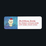 Sleepy Christmas Owl Holiday Rücksendeadressen-Auf<br><div class="desc">Niedliche kleine Eule in einer Weihnachtsmannmütze,  mit einem Aquarelle in Aquarelle. Einfach mit Ihrem eigenen Text anpassen. Textfarbe kann auf Wunsch geändert werden.</div>