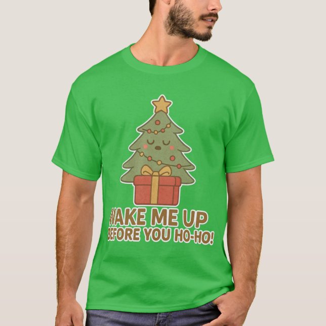 Sleepy Christmas Tree Funny Holiday Gift Box Desig T-Shirt (Vorderseite)