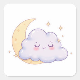 Sleepy Cloud – Dreamy Kawaii Magic Quadratischer Aufkleber