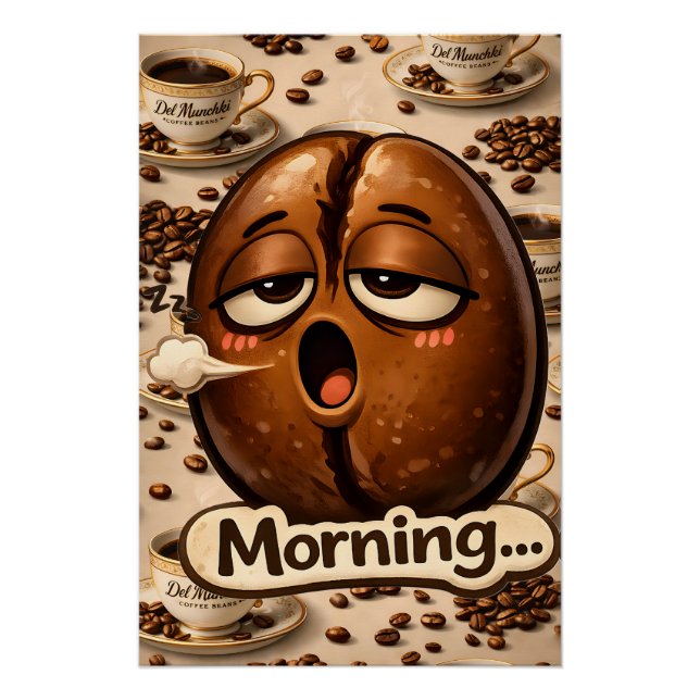 Sleepy coffee bean relatable coffee lovers poster (Vorderseite)