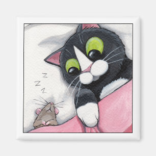 Sleepy Companion - Cat Magnet