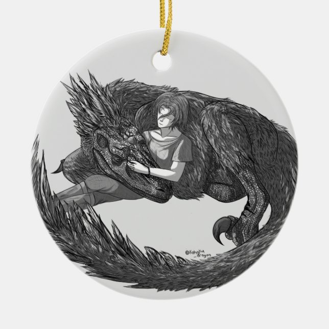 Sleepy Dinosaur Keramik Ornament (Vorne)