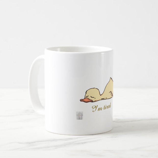 Sleepy Duck "I’m Tired" Kaffeetasse (Vorderseite Links)