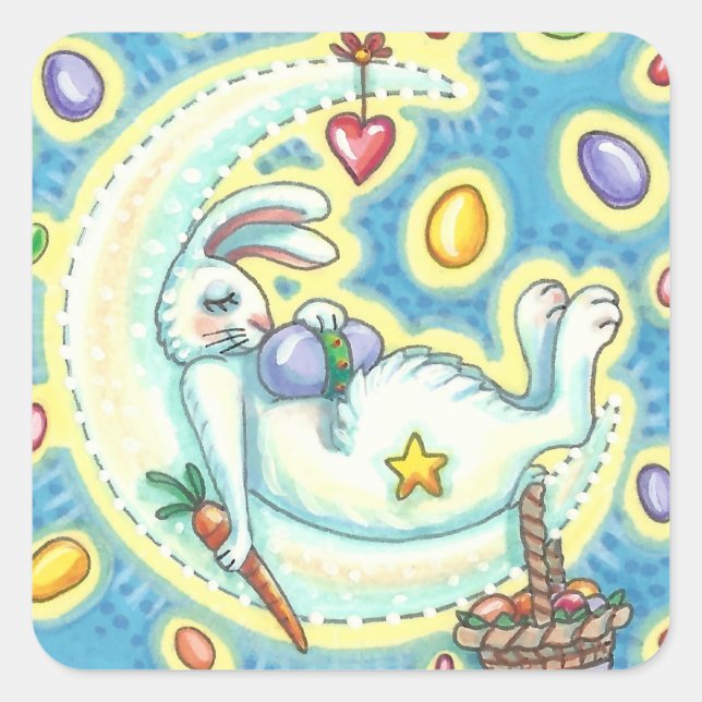 SLEEPY EASTER BUNNY JELLY BEAN DREAMS MOON STICKER (Vorderseite)