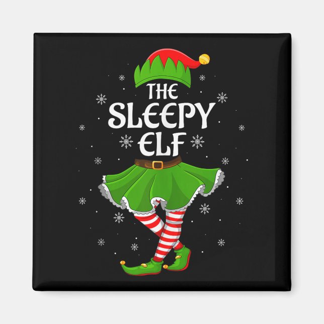 Sleepy Elf Christmas Family Girls Women Elf Squad  Magnet (Vorne)