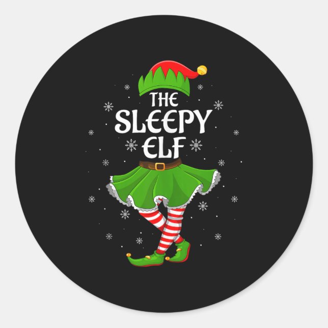 Sleepy Elf Christmas Family Girls Women Elf Squad  Runder Aufkleber (Vorderseite)