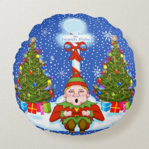 Sleepy Elf Christmas Pillow Rundes Kissen