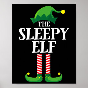 Sleepy Elf Matching Family Group Weihnachts-Party Poster