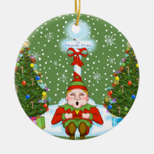 Sleepy Elf Weihnachtsfeier Keramik Ornament