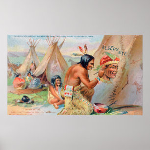 Sleepy Eye Mehl Anzeige mit Amerikanischen Ureinwo Poster