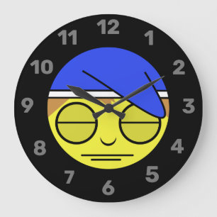Sleepy Face Emoji II Large Clock Große Wanduhr