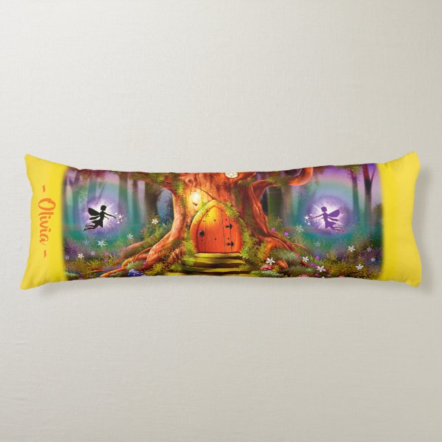 Sleepy Fairy Zauberbaum. Yellow Giant-Brauch Seitenschläferkissen (Vorderseite)