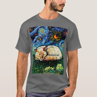 Sleepy Flame Point Siamese Night T-Shirt