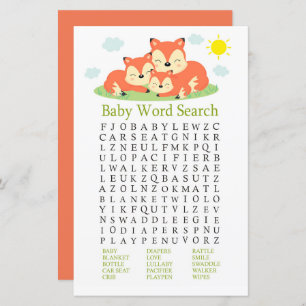 Sleepy fox Baby Shooter Word Search Game