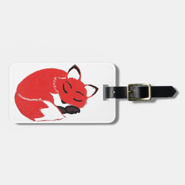 Sleepy Fox-Gepäckmarke Gepäckanhänger (Vorderseite horizontal)