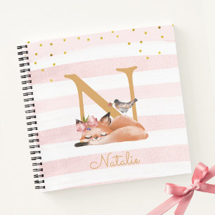 Sleepy Fox Illustration Girl Simple Sketchbook Notizbuch