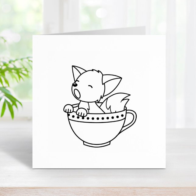 Sleepy Fox in einem Teacup Gummistempel (Von Creator hochgeladen)