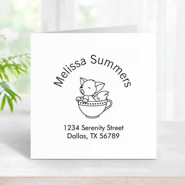 Sleepy Fox in einer Teacup Arch-Adresse Gummistempel (Von Creator hochgeladen)