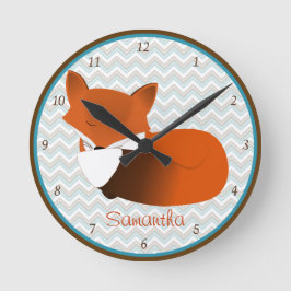 Sleepy Fox Personalisiert Wall Clock Runde Wanduhr
