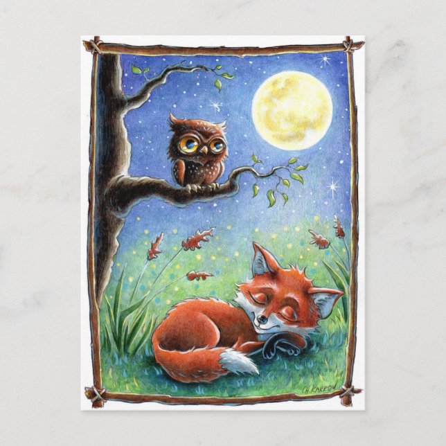 Sleepy Fox Postkarte (Vorderseite)