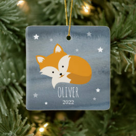 Sleepy Fox Stars Baby Cub Erste Weihnachten Keramikornament