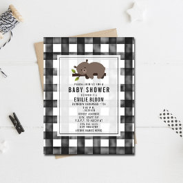Sleepy Gingham Bear Baby Shower Einladung