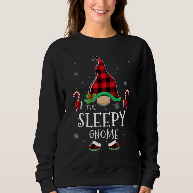 Sleepy Gnome Buffalo Plaid Matching Family Christm Sweatshirt (Vorderseite)