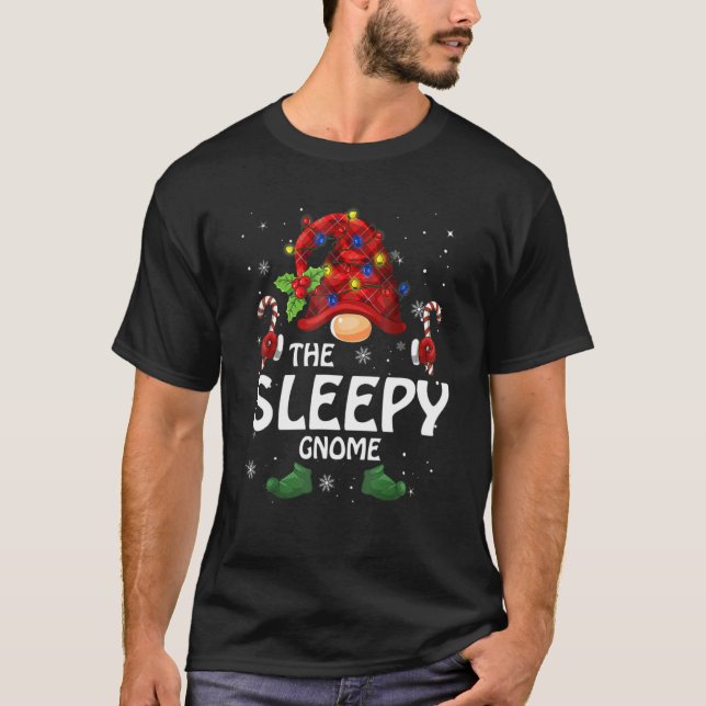 Sleepy Gnome Matching Family Group Weihnachts-Part T-Shirt (Vorderseite)