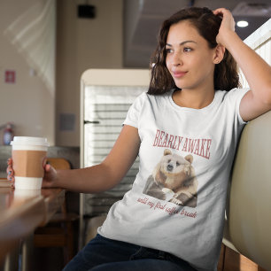 Sleepy Grizzly Bear Coffee Lovers Pub T-Shirt