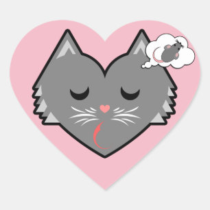 Sleepy Heart Kitty Dreams Herz-Aufkleber