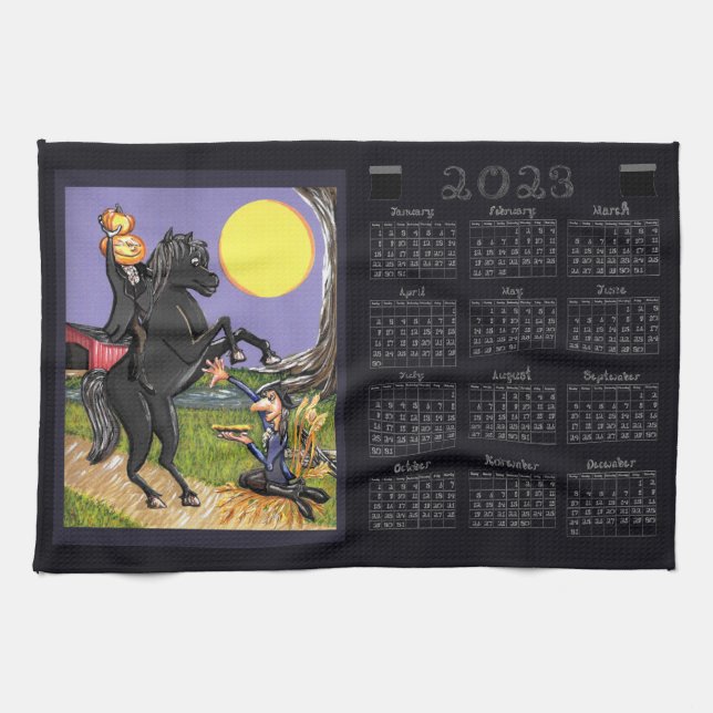 Sleepy Hollow Headless Horseman 2023 Kalender Geschirrtuch (Horizontal)