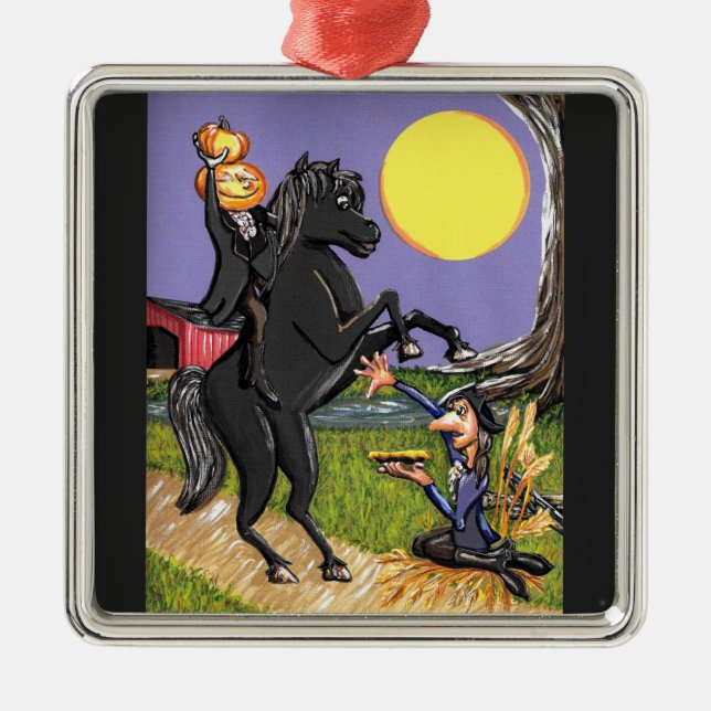 Sleepy Hollow Ichabod Kopfloses Pferdeaustausch Ornament Aus Metall (Vorne)
