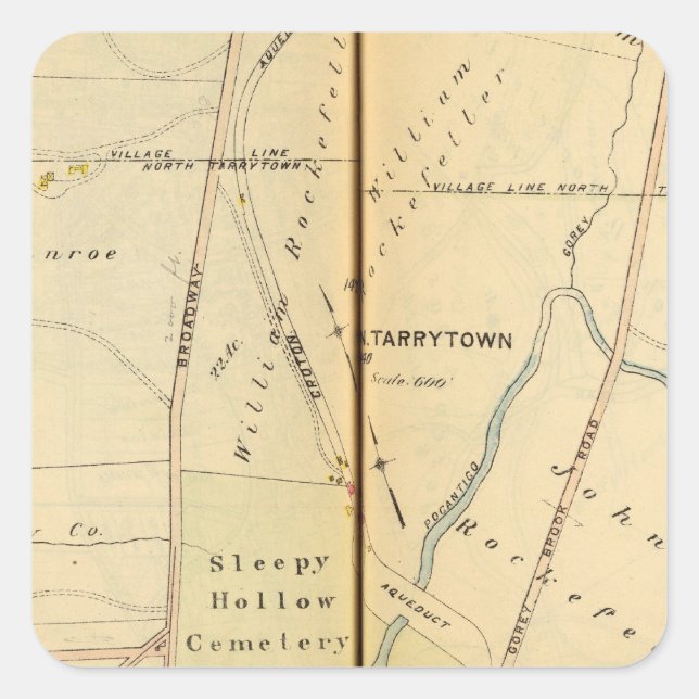 Sleepy Hollow, New York Quadratischer Aufkleber (Vorderseite)