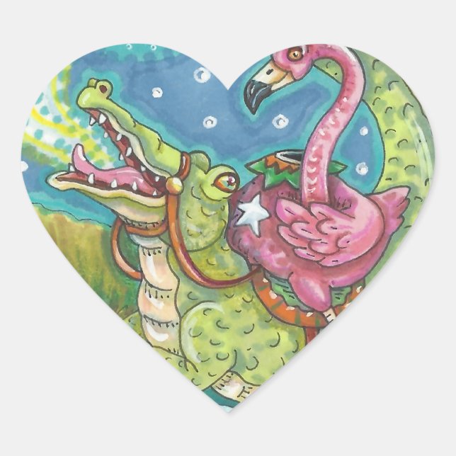 SLEEPY HOLLOW PINK FLAMINGO STICKERS SHEED Herz (Vorderseite)