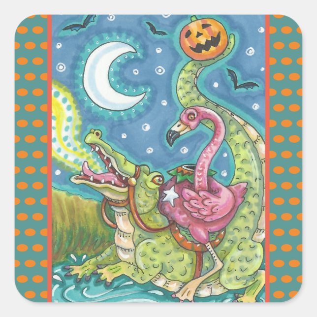 SLEEPY HOLLOW PINK FLAMINGO STICKERS SHEET Square (Vorderseite)