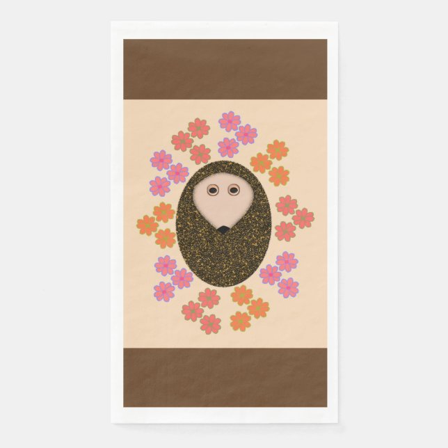 Sleepy Igel und Blume Papier Napkins Serviette (Vorderseite)